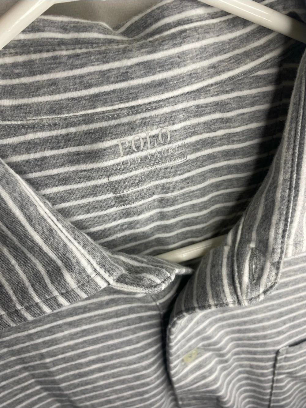 Polo Ralph Lauren Performance Polo Shirt Mens XL Gray White Striped Classic Fit